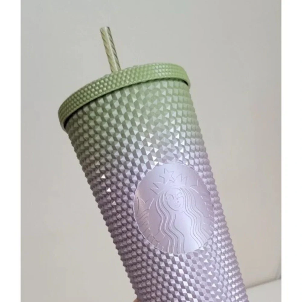 Starbucks Fall 2024 Green & Purple Metallic STUDDED Tumbler Cold Cup 24oz Venti - Picture 1 of 3